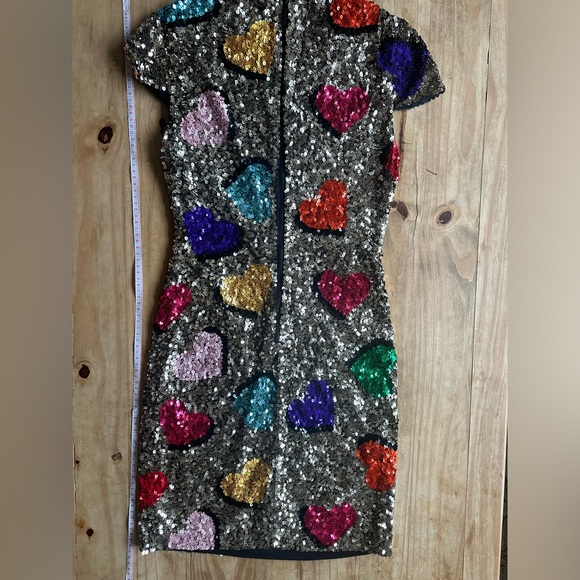Alice + Olivia Gold Heart Sequin Mini Dress, Size 4, Brand New - Picture 13 of 15
